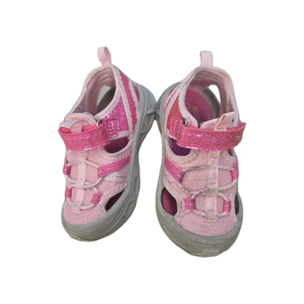 Oshkosh Toddler Girls Spring Summer Pink Play Sandals Size 7 Toddler.
